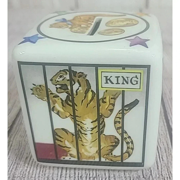 Villeroy & Boch Le Cirque Ceramic Moneybox Piggy Bank 3" Cube Key New Old Stock - Picture 6 of 14